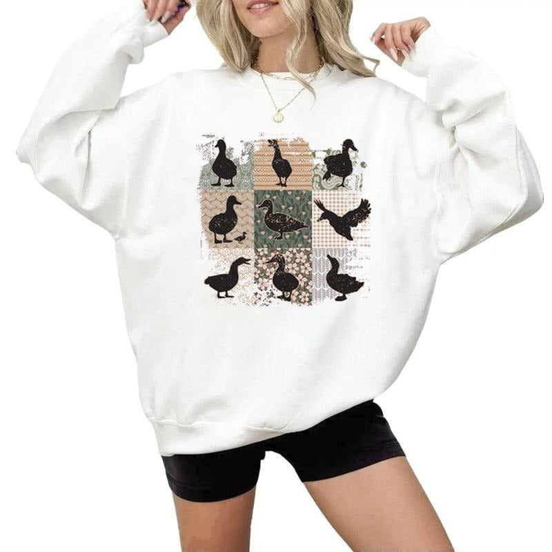 Boho Duck Retro Backyard Pet Ducks Floral Farmhouse - Adult & Kids T-Shirts, Sweatshirts & Hoodies apparel design preview 1