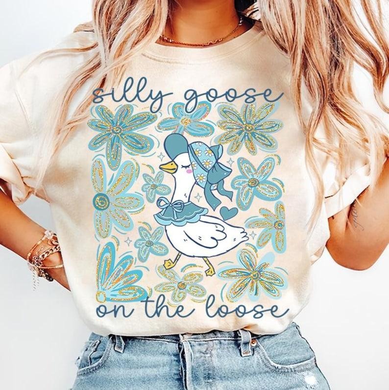 Boho Floral Goose Spring Classic Retro - Adult & Kids T-Shirts, Sweatshirts & Hoodies apparel design preview 1