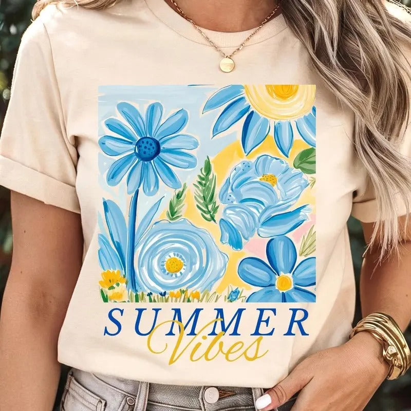 Boho Summer Floral Watercolor Girly Her Hello - Adult & Kids T-Shirts, Sweatshirts & Hoodies apparel design preview 1