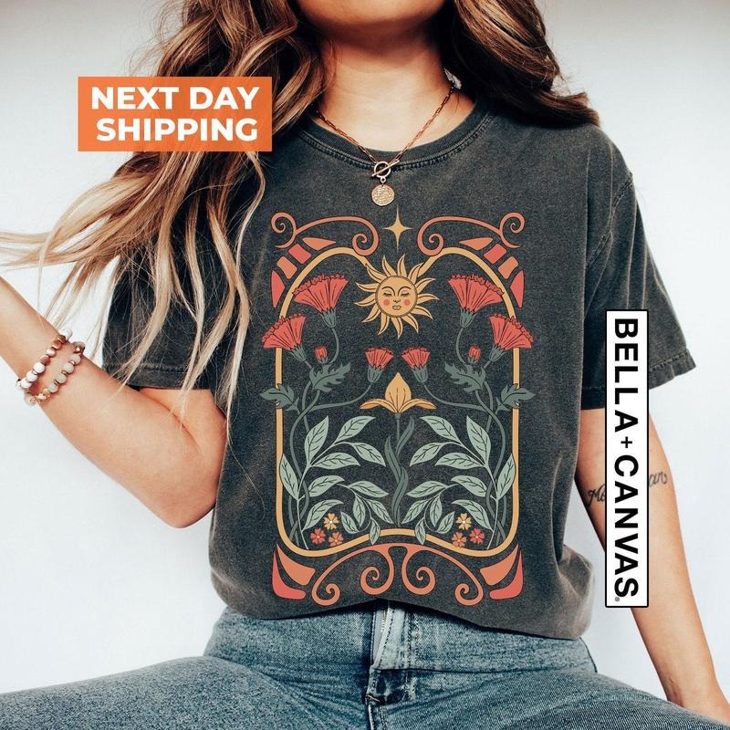 Boho Wildflowers Floral Art Nouveau Flowers Nature - Adult & Kids T-Shirts, Sweatshirts & Hoodies apparel design preview 1