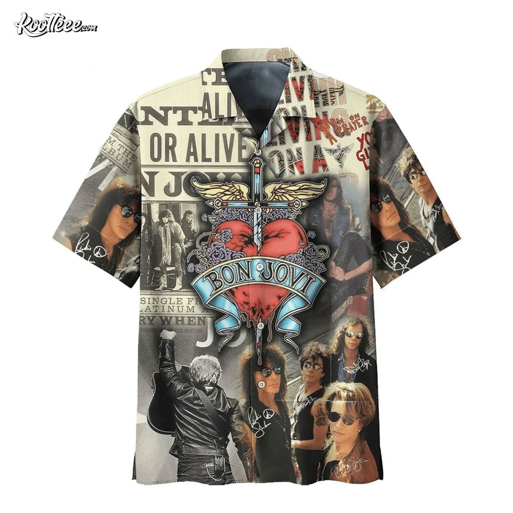 Bon Jovi Button Up Hawaiian - Adult & Kids T-Shirts, Sweatshirts & Hoodies apparel design preview 1