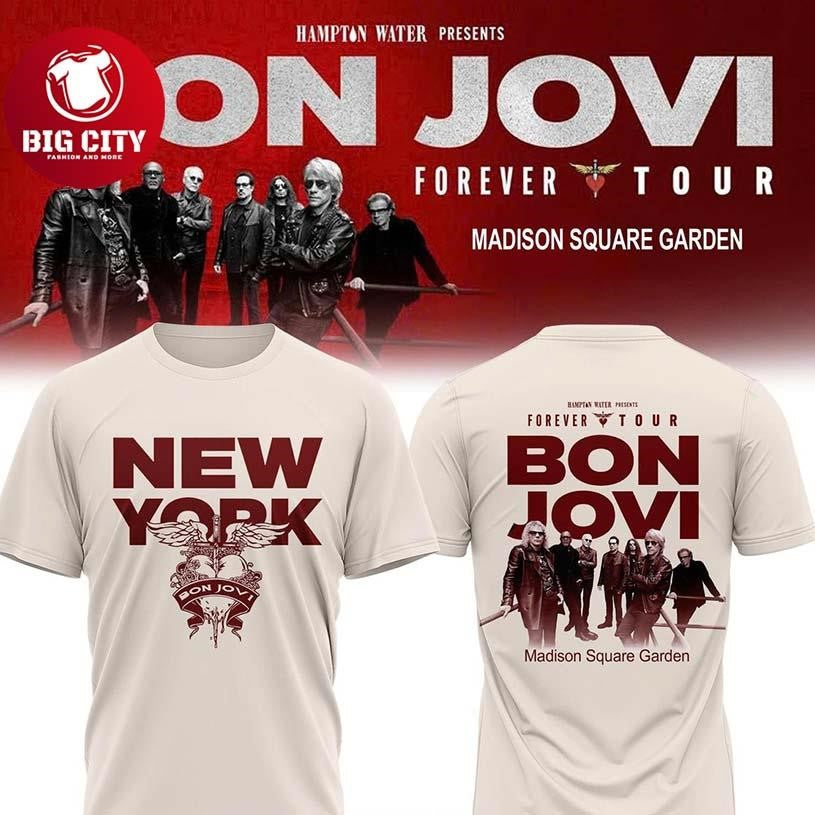 Bon Jovi x New York Forever Tour 2026 Two Sided - Adult & Kids T-Shirts, Sweatshirts & Hoodies apparel design preview 1
