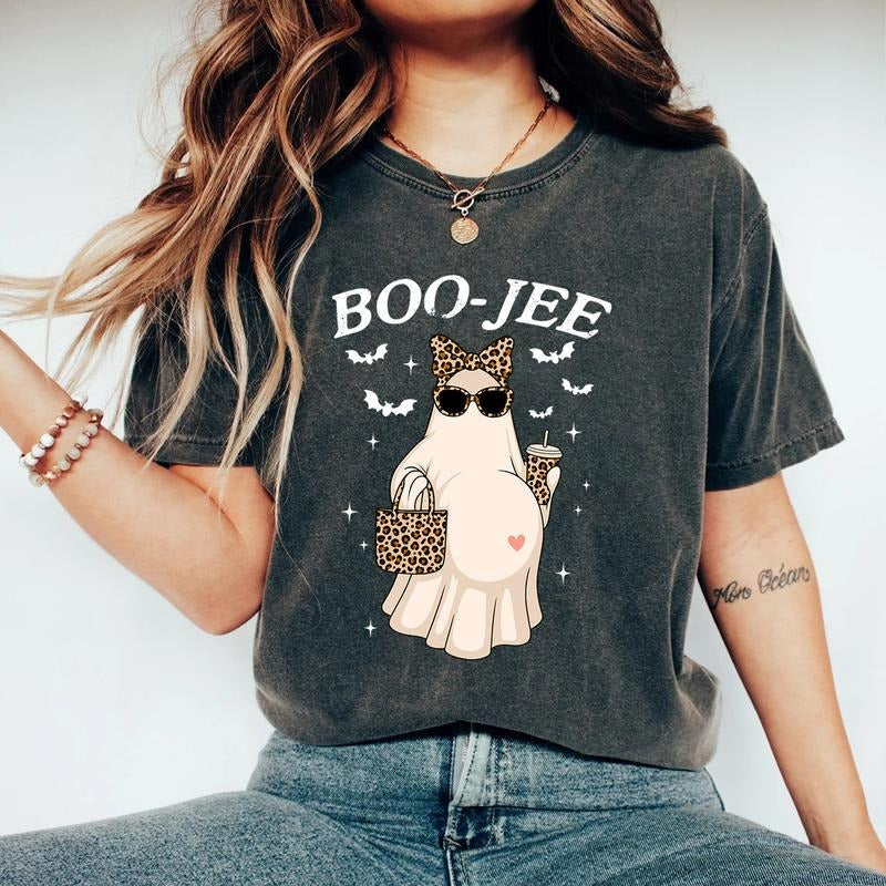 Boo Jee Pregnant Ghost Funny Maternity Cute Halloween - Adult & Kids T-Shirts, Sweatshirts & Hoodies apparel design preview 1