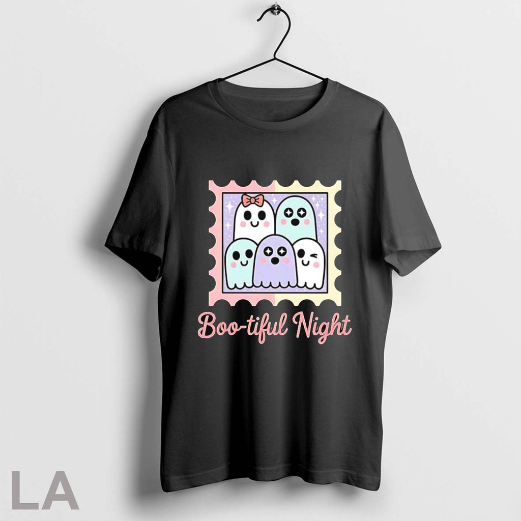 Boo Tiful Night Cute Ghost Stamp Halloween - Adult & Kids T-Shirts, Sweatshirts & Hoodies apparel design preview 1