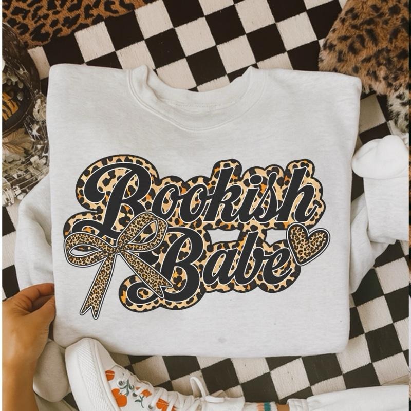 Bookish Babe Leopard Print Ash Grey Booktok Clean - Adult & Kids T-Shirts, Sweatshirts & Hoodies apparel design preview 1