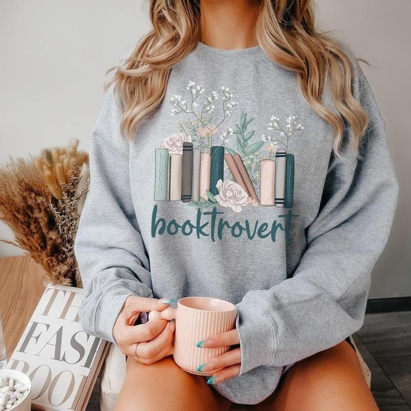 Booktrovert Book Lover Teacher Bookish Her - Adult & Kids T-Shirts, Sweatshirts & Hoodies apparel design preview 1