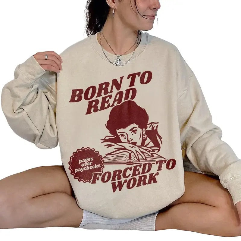 Born Read Bookish Funny Reader Book Addict Lover Her - Adult & Kids T-Shirts, Sweatshirts & Hoodies apparel design preview 1