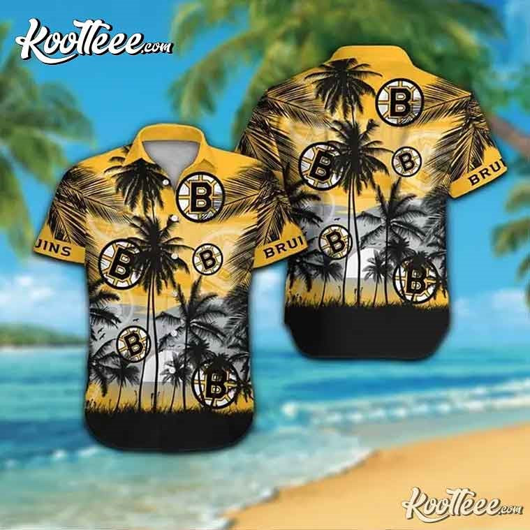 Boston Bruins Button Up Tropical Hawaiian - Adult & Kids T-Shirts, Sweatshirts & Hoodies apparel design preview 1