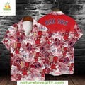 Boston Red Sox Hawaiian Pink Flower Baseball Graphic - Adult & Kids T-Shirts, Sweatshirts & Hoodies apparel design preview 1