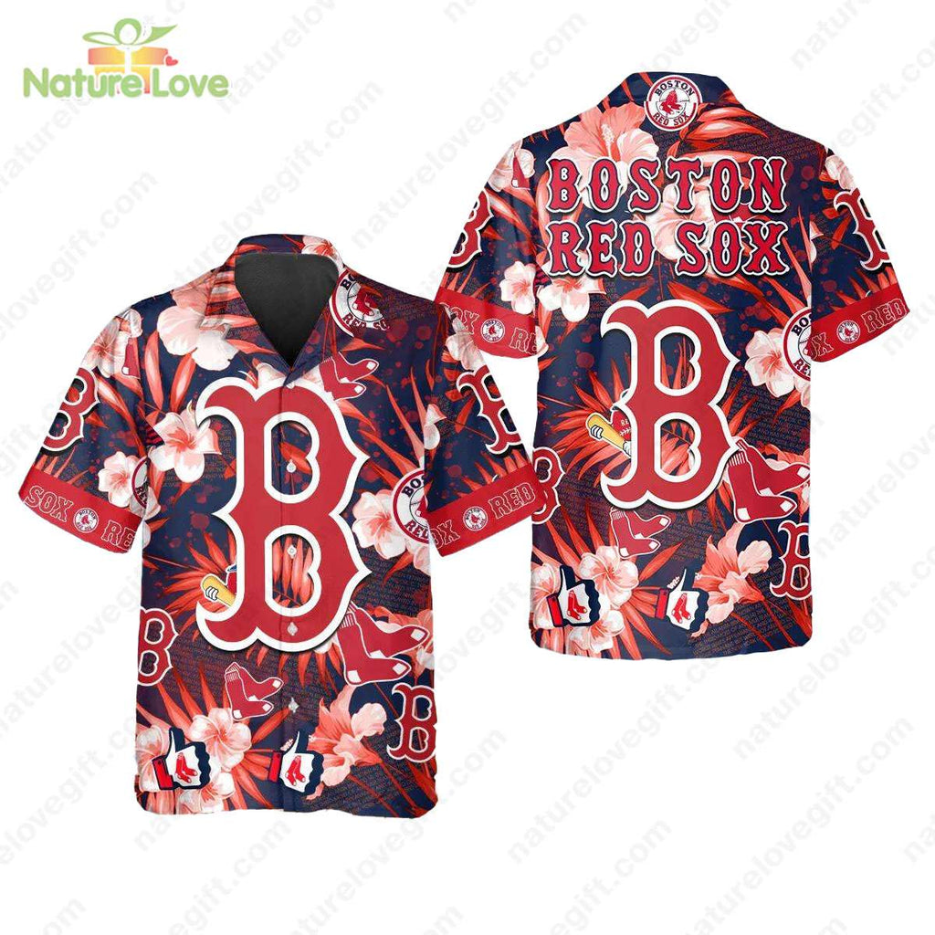 Boston Red Sox Hibiscus Tropical Floral MLB Hawaiian - Adult & Kids T-Shirts, Sweatshirts & Hoodies apparel design preview 1