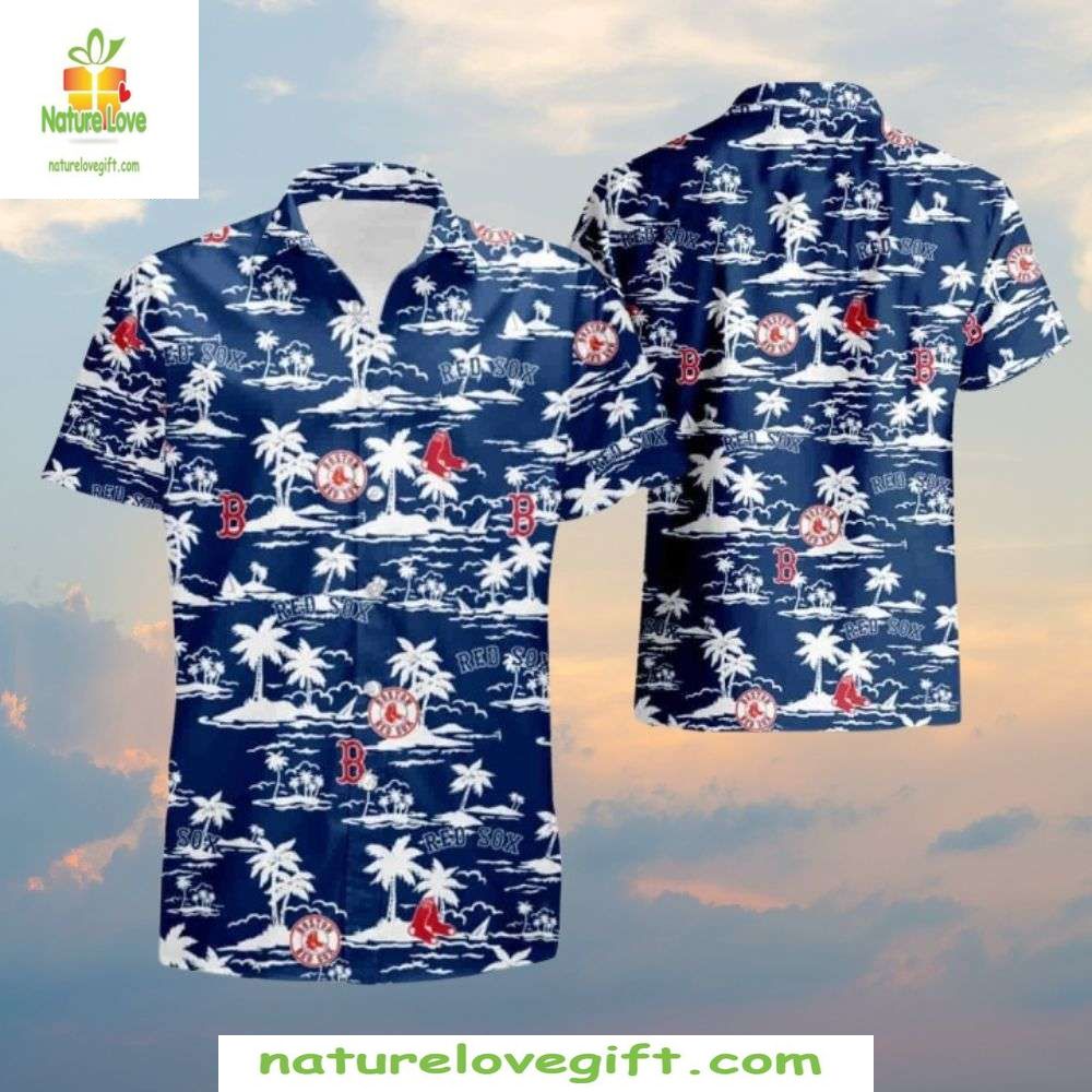 Boston Red Sox MLB Hawaiian Nautical Palm Aloha - Adult & Kids T-Shirts, Sweatshirts & Hoodies apparel design preview 1