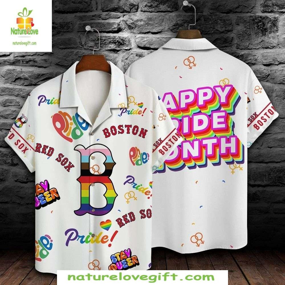 Boston Red Sox Rainbow Pride Hawaiian MLB Baseball - Adult & Kids T-Shirts, Sweatshirts & Hoodies apparel design preview 1