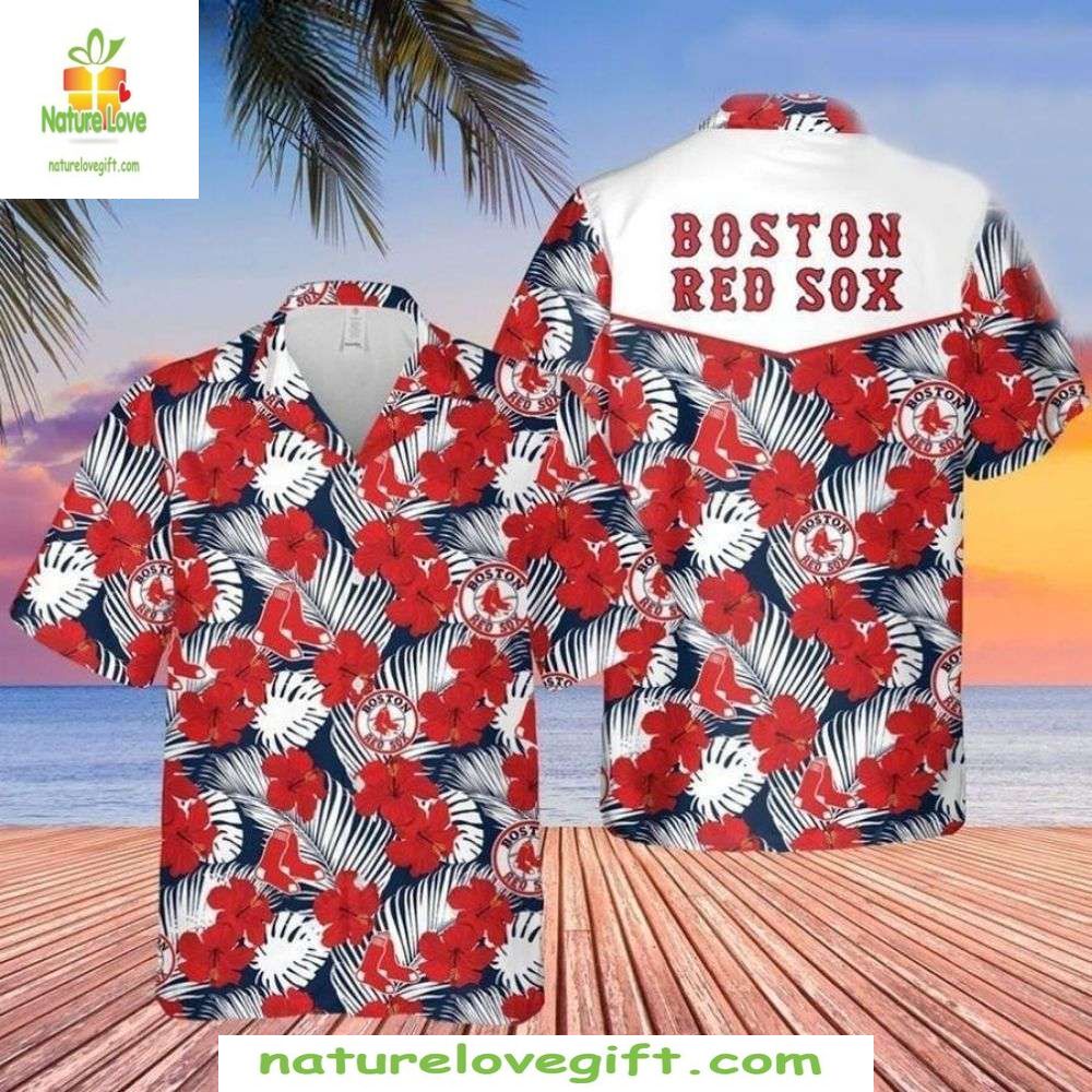 Boston Red Sox Hawaiian Floral Hibiscus MLB Baseball - Adult & Kids T-Shirts, Sweatshirts & Hoodies apparel design preview 1