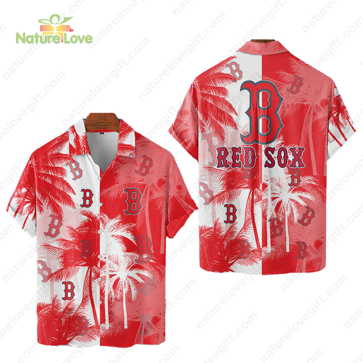 Boston Red Sox Tropical Palm Trees MLB Hawaiian - Adult & Kids T-Shirts, Sweatshirts & Hoodies apparel design preview 1