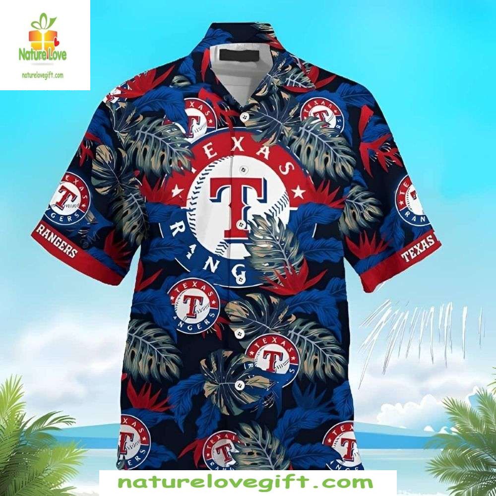 Texas Rangers Hawaiian Tropical Botanical Pitch MLB - Adult & Kids T-Shirts, Sweatshirts & Hoodies apparel design preview 1