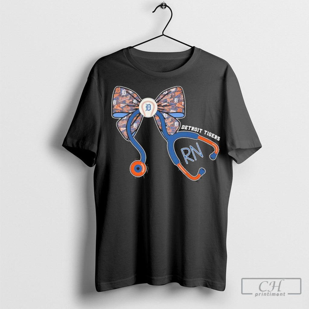 Bow Tie Nurse Detroit Tigers - Adult & Kids T-Shirts, Sweatshirts & Hoodies apparel design preview 1