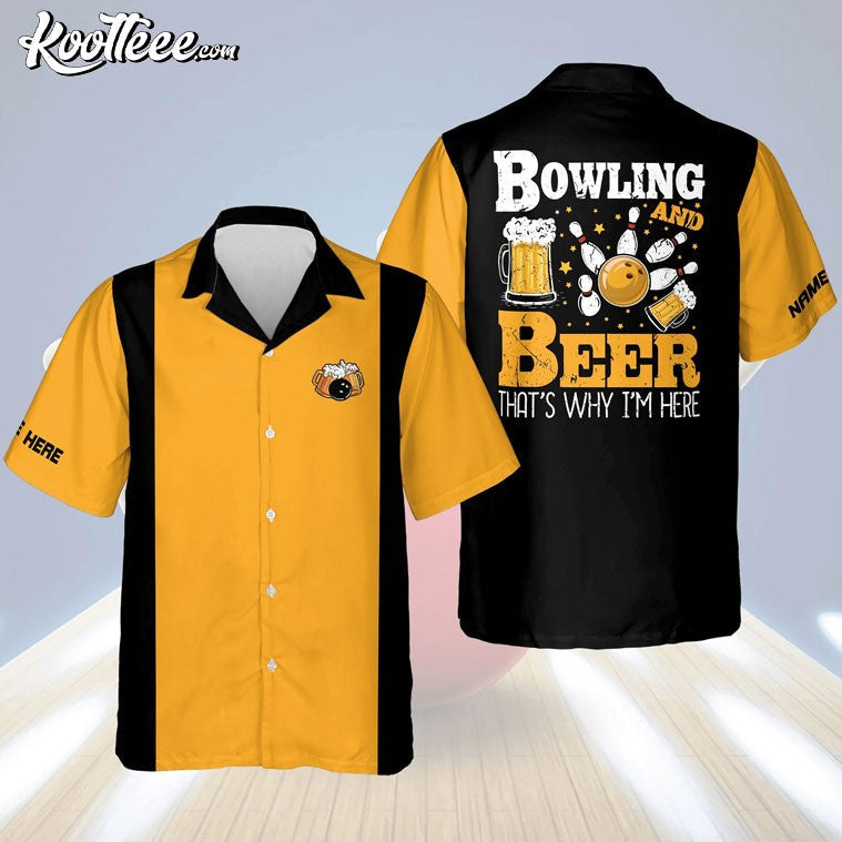 Bowling And Beer That's Why I'm Here Custom Hawaiian - Adult & Kids T-Shirts, Sweatshirts & Hoodies apparel design preview 1