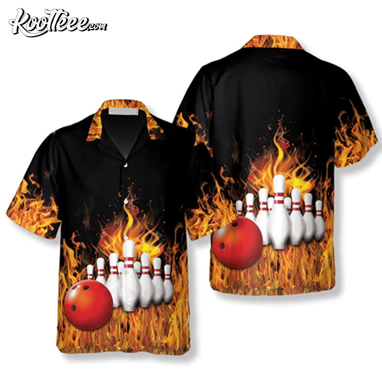 Bowling Flame Ball And Pins Hawaiian - Adult & Kids T-Shirts, Sweatshirts & Hoodies apparel design preview 1
