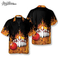 Bowling Flame Ball And Pins Hawaiian - Adult & Kids T-Shirts, Sweatshirts & Hoodies apparel design preview 1