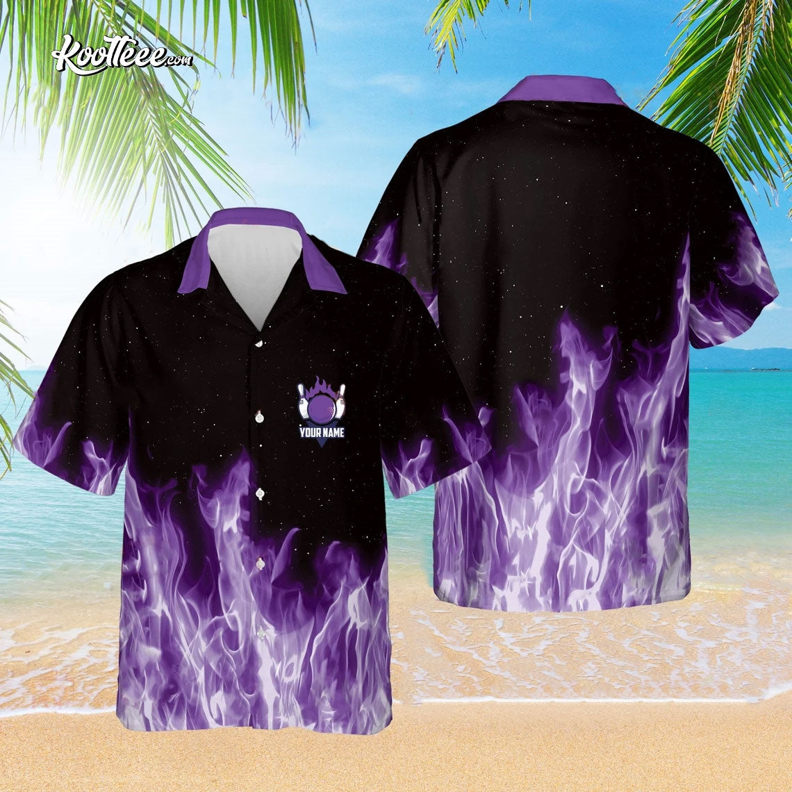 Bowling Purple Flame Magic Fire Personalized Hawaiian - Adult & Kids T-Shirts, Sweatshirts & Hoodies apparel design preview 1