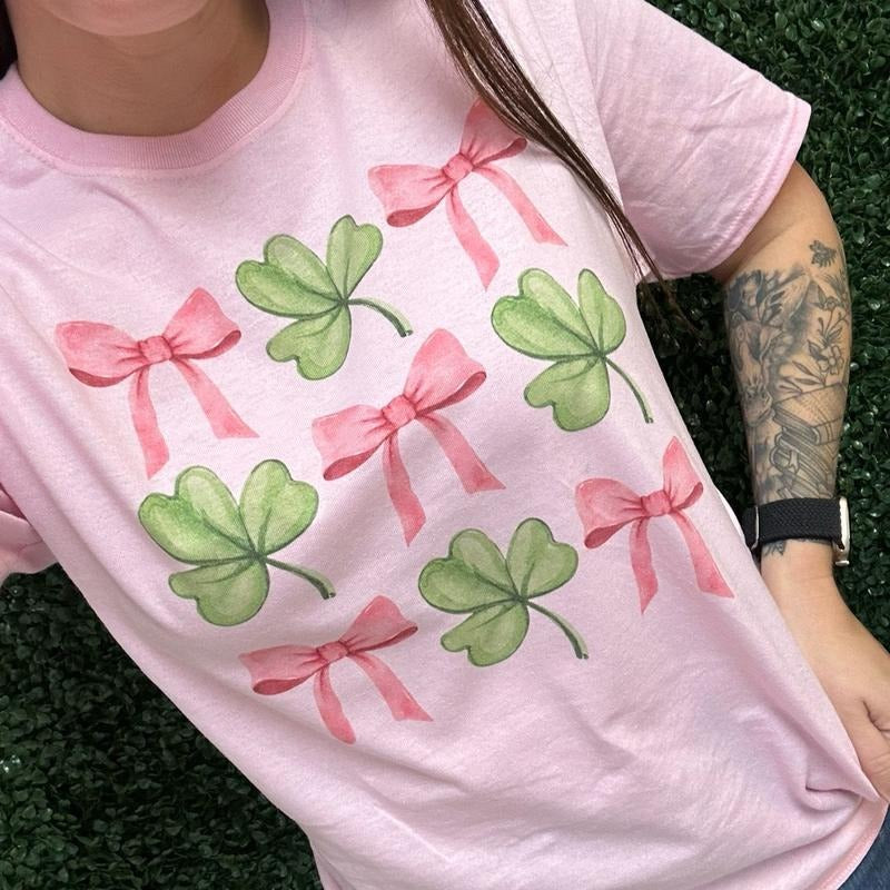 Bows Four Leaf Clovers Lucky - Adult & Kids T-Shirts, Sweatshirts & Hoodies apparel design preview 1