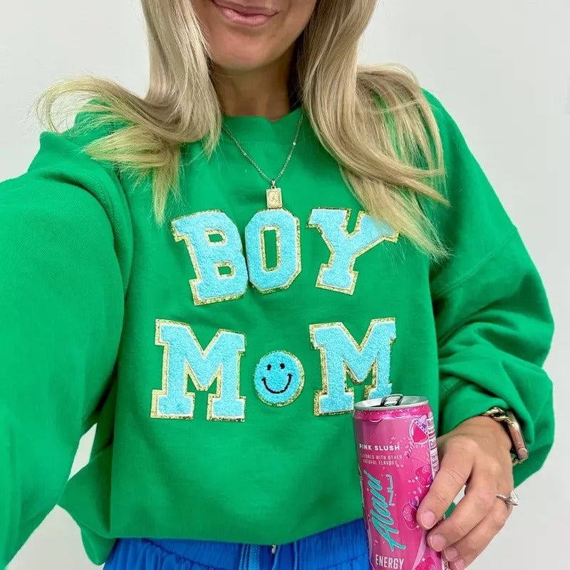 Boy Mom Letter Patch - Adult & Kids T-Shirts, Sweatshirts & Hoodies apparel design preview 1