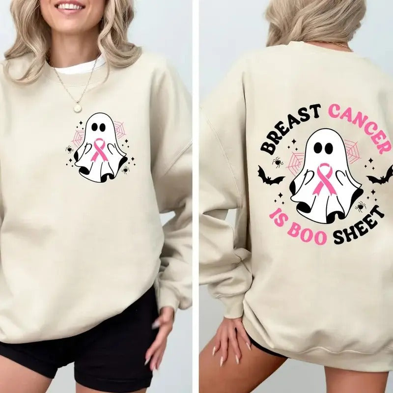 Breast Cancer Is Boo Sheet Back My Shit Halloween - Adult & Kids T-Shirts, Sweatshirts & Hoodies apparel design preview 1