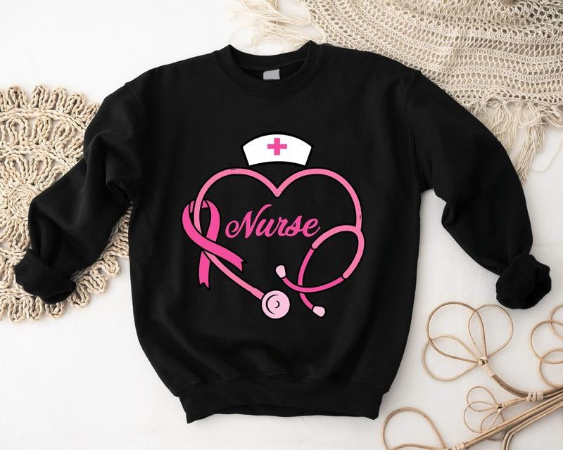 Breast Cancer Stethoscope Nurse Awareness Matching - Adult & Kids T-Shirts, Sweatshirts & Hoodies apparel design preview 1