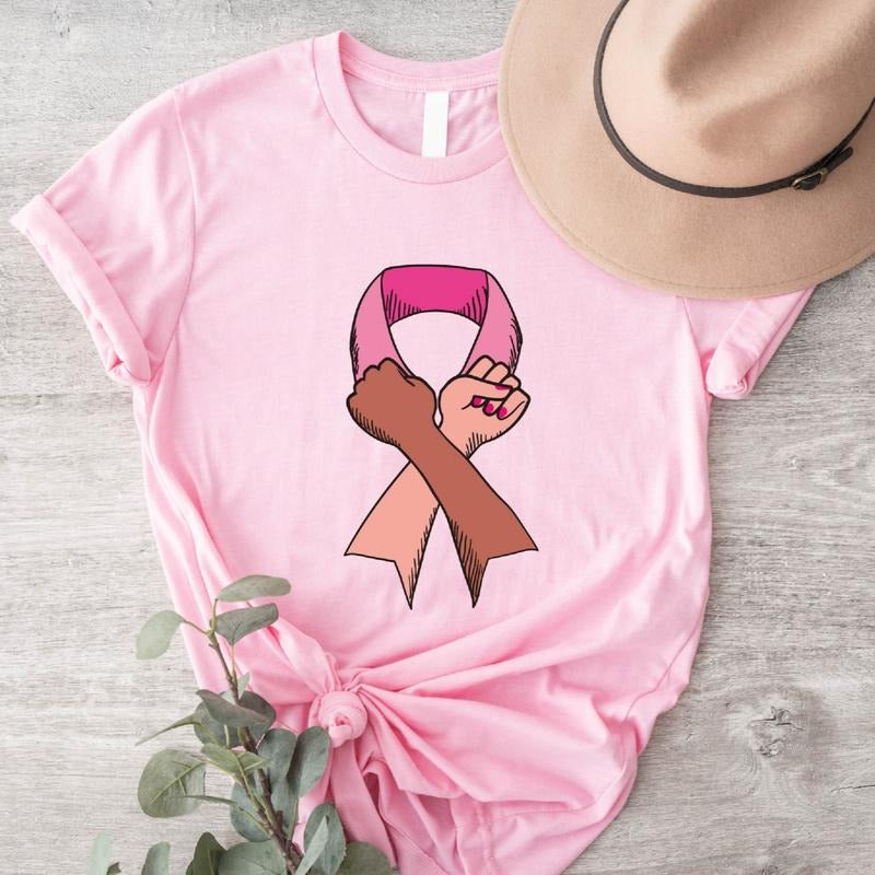 Breast Cancer Pink Ribbon Hand Family Support Fighter - Adult & Kids T-Shirts, Sweatshirts & Hoodies apparel design preview 1