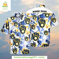 Milwaukee Brewers Floral Hawaiian Stylish Baseball - Adult & Kids T-Shirts, Sweatshirts & Hoodies apparel design preview 1