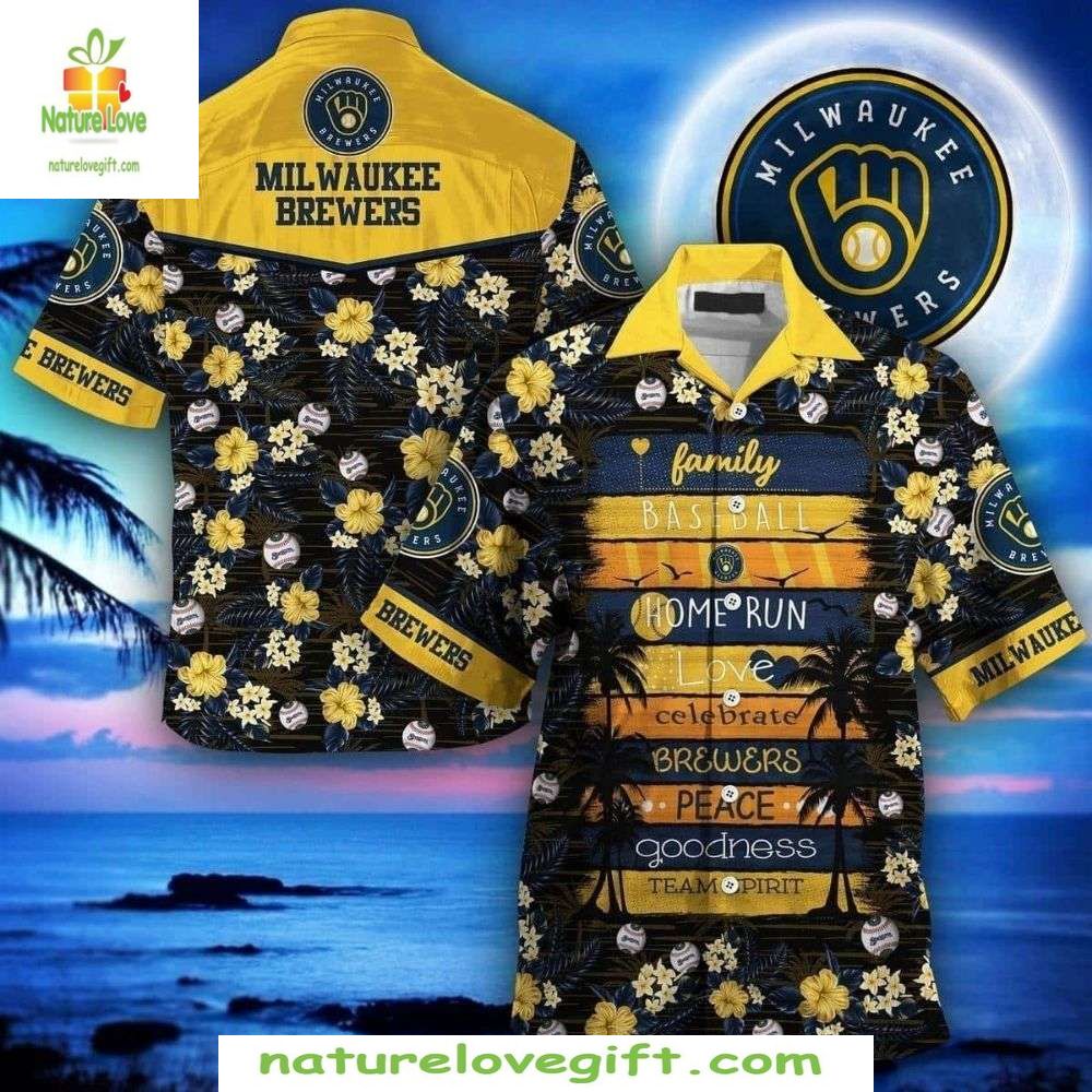 Milwaukee Brewers Hawaiian MLB Baseball Family Good - Adult & Kids T-Shirts, Sweatshirts & Hoodies apparel design preview 1
