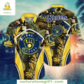 Milwaukee Brewers Hawaiian Tropical Floral MLB - Adult & Kids T-Shirts, Sweatshirts & Hoodies apparel design preview 1
