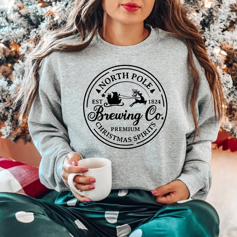 Brewing Co North Pole Vintage Winter Xmas - Adult & Kids T-Shirts, Sweatshirts & Hoodies apparel design preview 1
