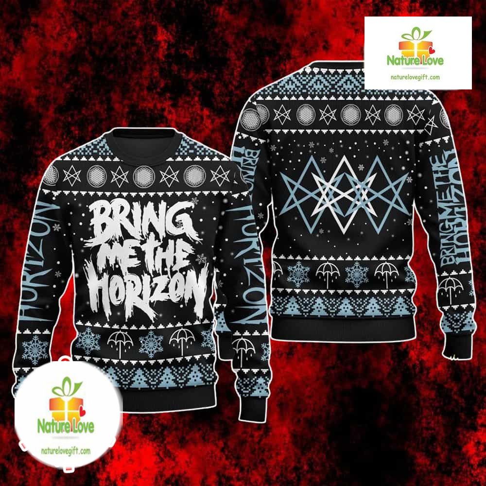 Bring Me The Horizon Blue Snowflake Magic Circle Ugly Christmas Sweater - Holiday Gift product image