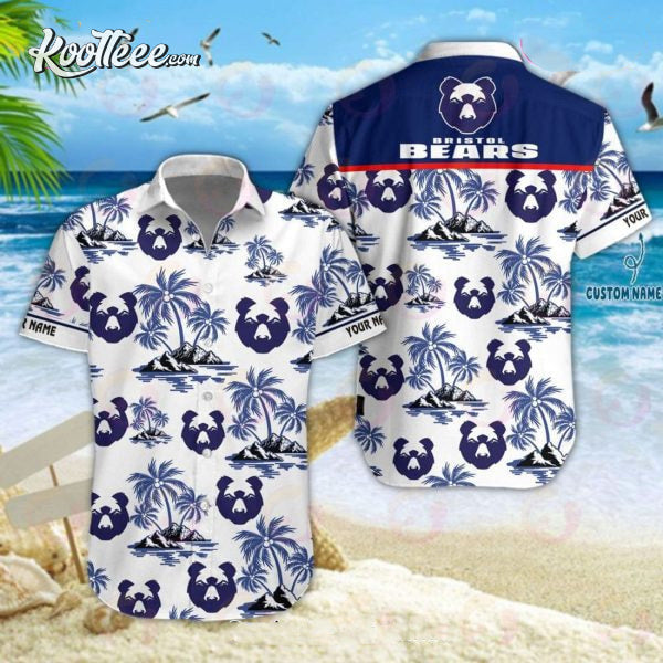 Bristol Bears Custom Name Hawaiian And Shorts - Adult & Kids T-Shirts, Sweatshirts & Hoodies apparel design preview 1