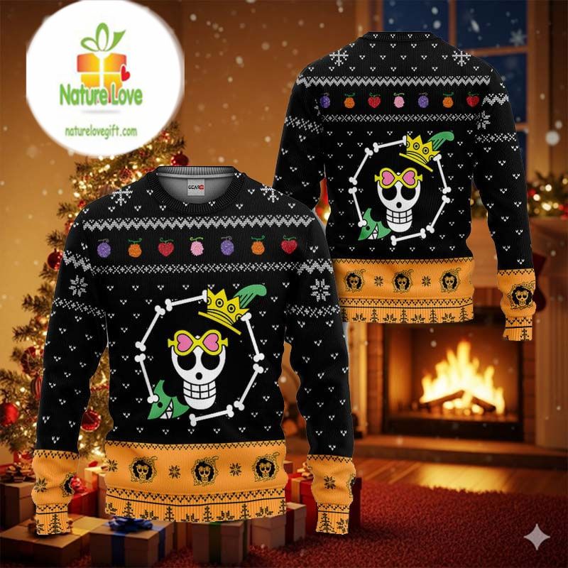 Brook Symbol Anime Xmas One Piece Ugly Christmas Sweater - Holiday Gift product image