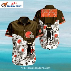 Browns Hawaiian Black Cat And Tropical Floral Theme - Adult & Kids T-Shirts, Sweatshirts & Hoodies apparel design preview 1