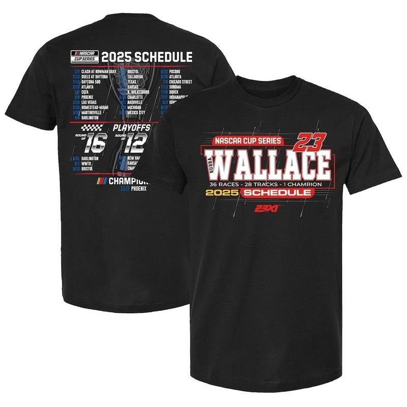 Bubba Wallace 23XI Racing Black 2025 NASCAR Cup - Adult & Kids T-Shirts, Sweatshirts & Hoodies apparel design preview 1