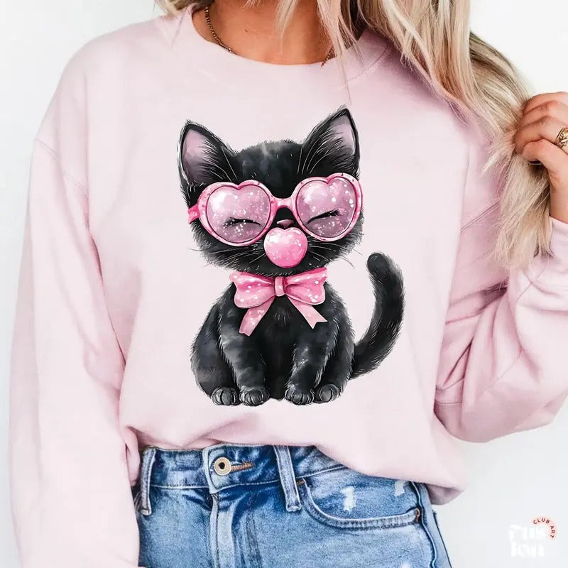 Bubblegum Cat Top - Adult & Kids T-Shirts, Sweatshirts & Hoodies apparel design preview 1