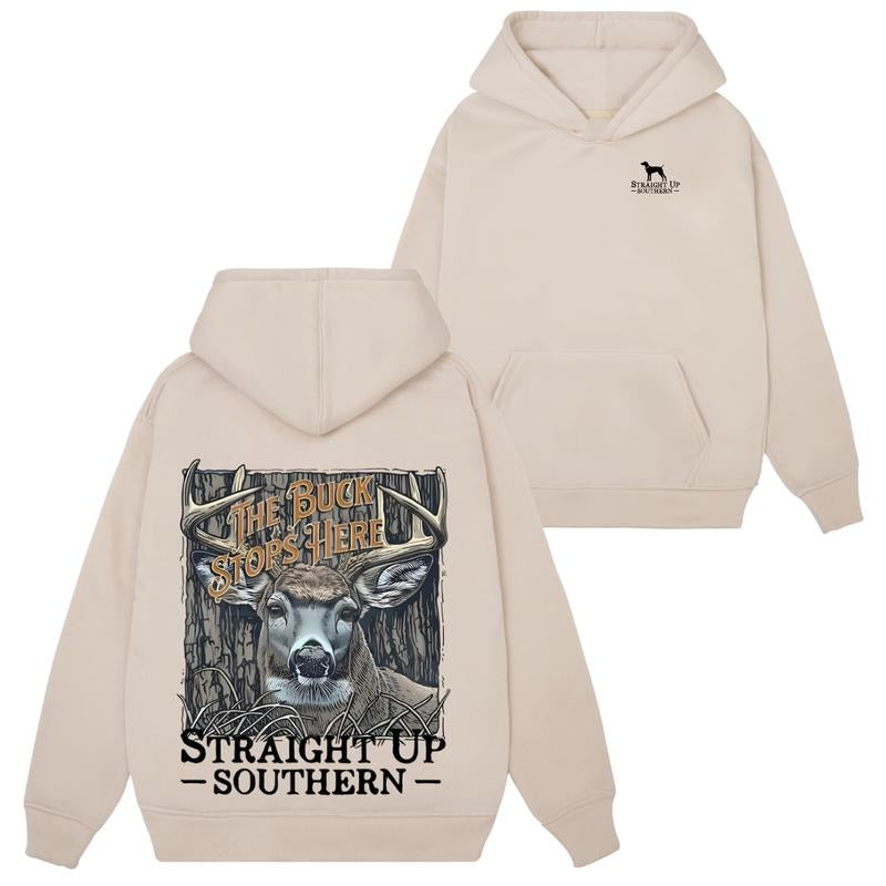 Buck Stops Here Deer Rustic Vintage Wilderness - Adult & Kids T-Shirts, Sweatshirts & Hoodies apparel design preview 1