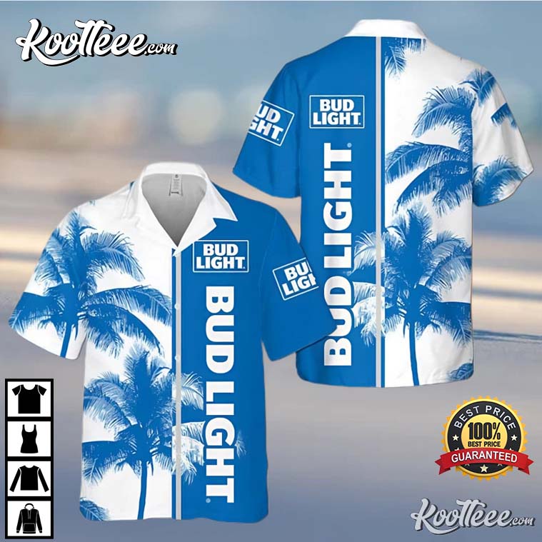 Bud Light Classic Blue Tropical Coconut Tree Hawaiian - Adult & Kids T-Shirts, Sweatshirts & Hoodies apparel design preview 1