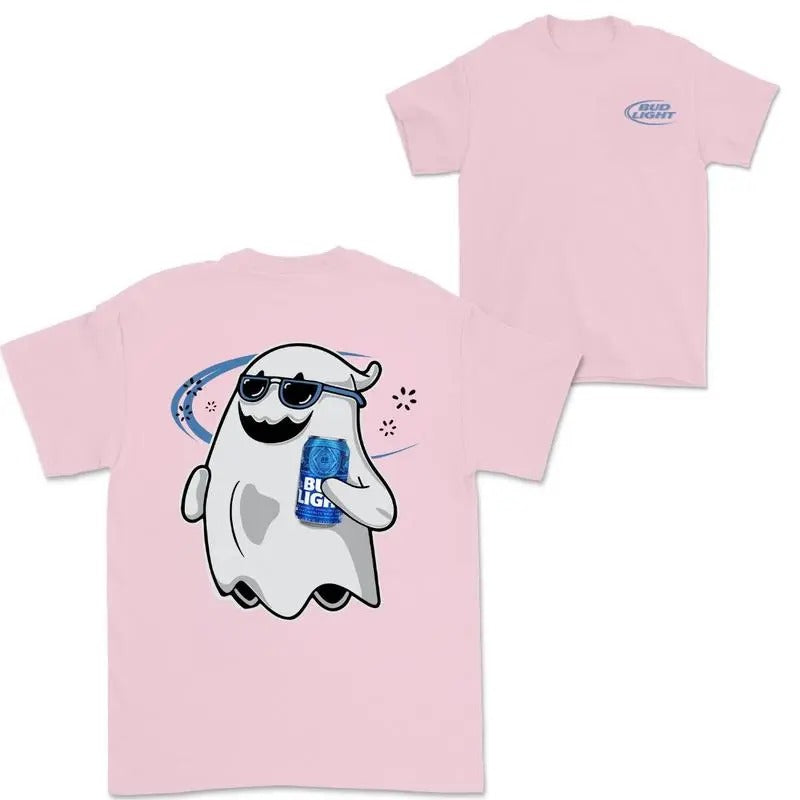 Bud Light Ghost Halloween Double Sided Cotton - Adult & Kids T-Shirts, Sweatshirts & Hoodies apparel design preview 1
