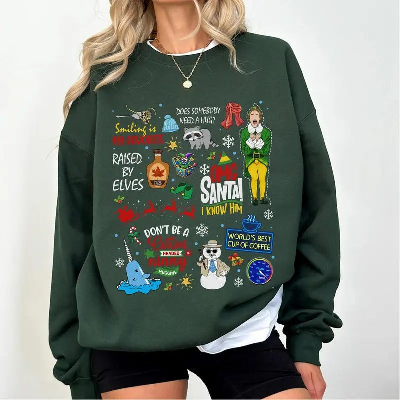 Buddy Elf Funny Xmas Movie Ugly Cotton Womenswear - Adult & Kids T-Shirts, Sweatshirts & Hoodies apparel design preview 1