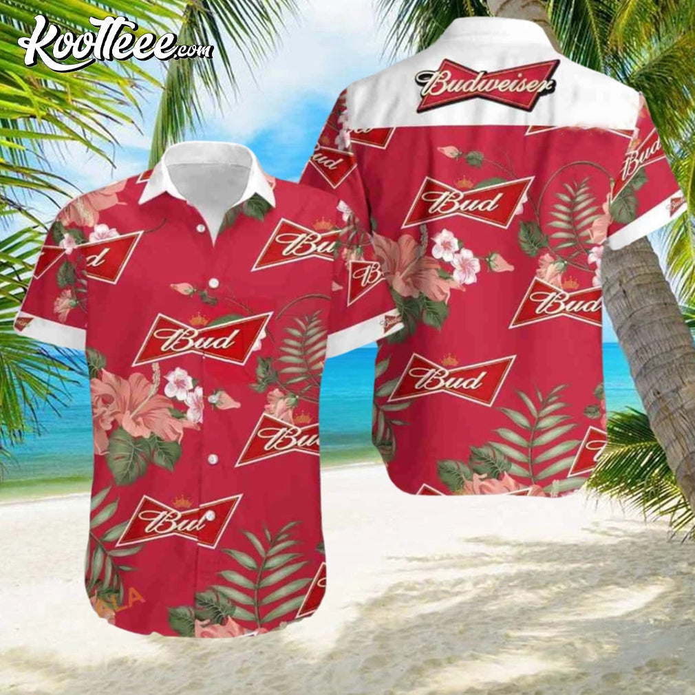 Budweiser Red Hibiscus Flower Aloha hawaiian - Adult & Kids T-Shirts, Sweatshirts & Hoodies apparel design preview 1
