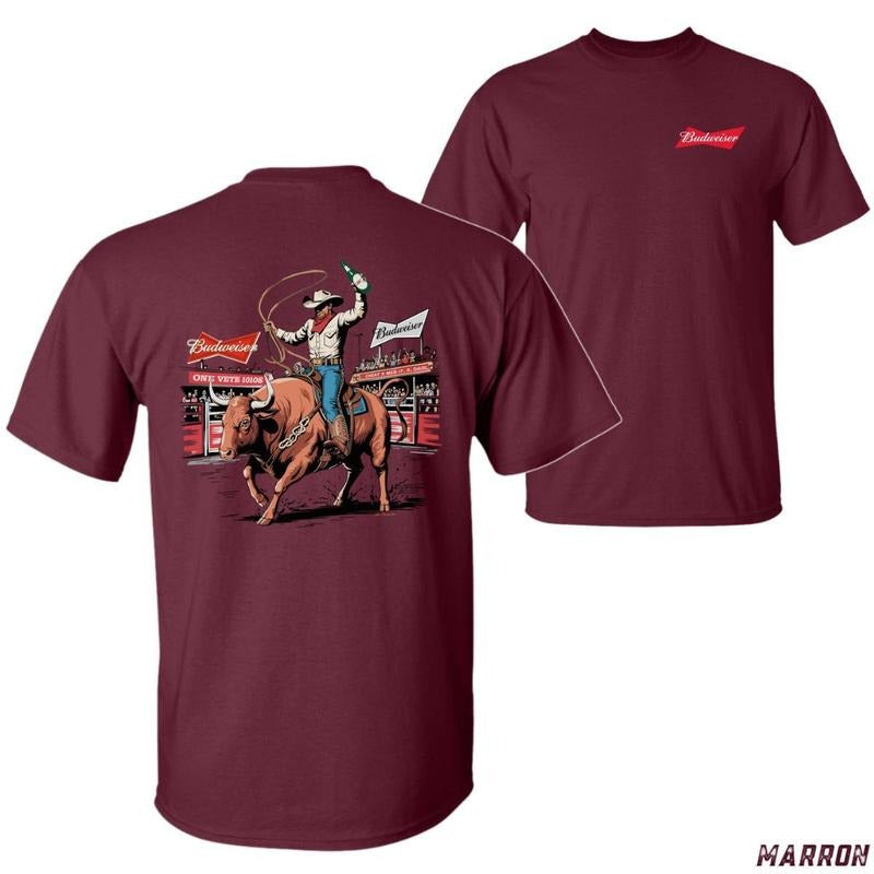 Budweiser Rodeo Fun Cowboy Bold Graphics Tiktok Shop - Adult & Kids T-Shirts, Sweatshirts & Hoodies apparel design preview 1