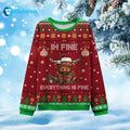 Highland Cow I’m Fine Everything Is Fine Ugly Christmas Sweater - Holiday Gift product image