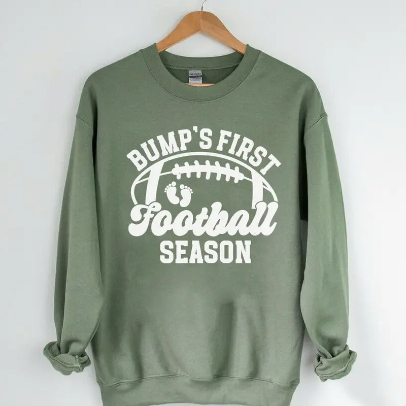 Bump'S First Football Season Pregnancy Announcement - Adult & Kids T-Shirts, Sweatshirts & Hoodies apparel design preview 1