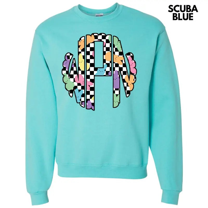 Bunny Checkered Monogram 'NLB' - Adult & Kids T-Shirts, Sweatshirts & Hoodies apparel design preview 1