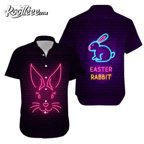 Bunny Neon Pink Happy Easter Day Hawaiian - Adult & Kids T-Shirts, Sweatshirts & Hoodies apparel design preview 1