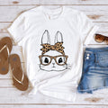 Bunny Leopard Bandana Easter Cute Rabbit Glasses - Adult & Kids T-Shirts, Sweatshirts & Hoodies apparel design preview 1